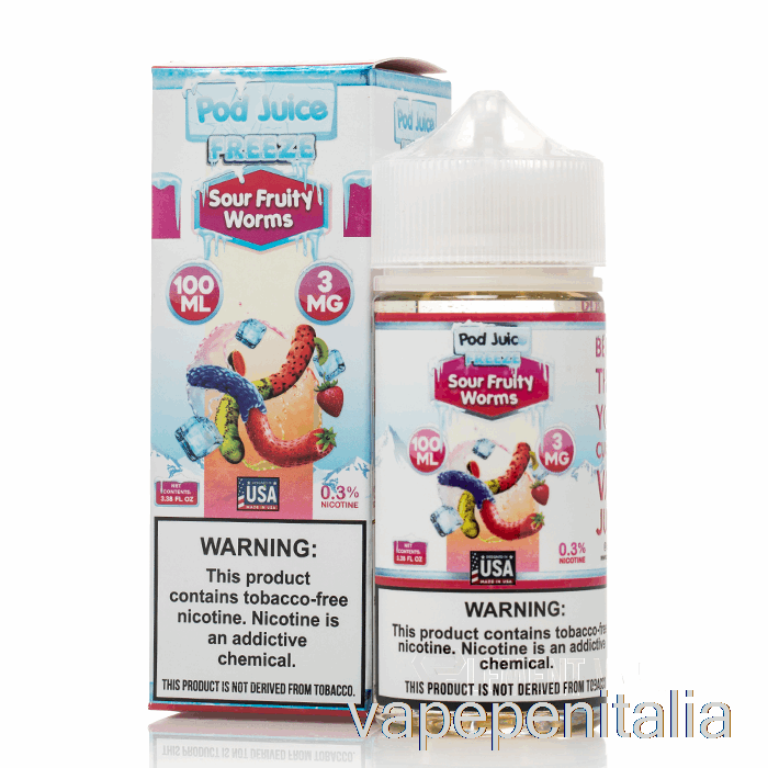 Scatola Di Vape Mod Congelare Vermi Fruttati Acidi - Succo Di Baccello - 100 Ml 3 Mg